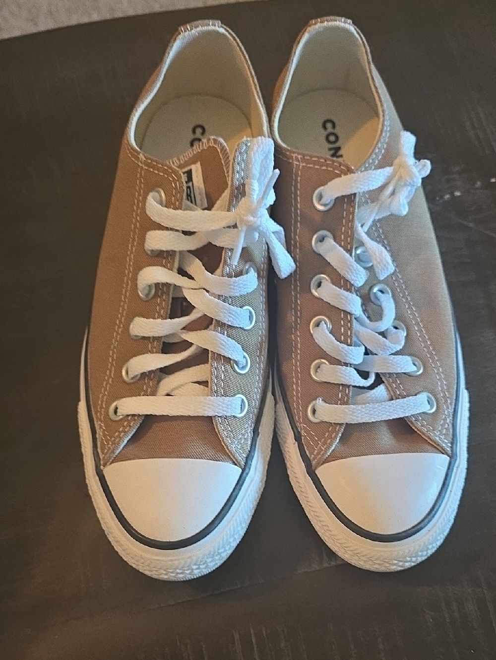 Converse Low Top Canvas Sneakers in Brown and White